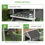 PawHut 137" Wooden Chicken Coop for 8-10 Chickens, Backyard, Gray