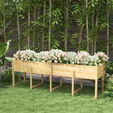 Outsunny 7.4' x 1.8' x 2.6' Elevated Wooden Planter Bed with Bed Liner & Drain Holes, Natural