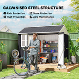 Outsunny 8' x 6' Metal Garden Storage Shed, with Double Swing Doors, Air Vents, Window, Dark Gray
