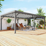 Outsunny 12' x 20' Wooden Pergola, Gray