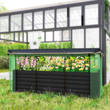 Outsunny 7.5' x 3.5' x 2' Galvanized Metal Raised Garden Bed with Crop Cage and Shade Cloth, Dark Gray