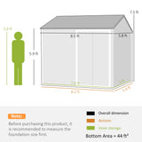 Outsunny 8' x 6' Metal Garden Storage Shed, with Double Swing Doors, Air Vents, Window, Light Brown