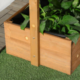 Outsunny Wooden Elevated Planter Bed, 4-Tier with Bed Liners, Self-Draining, Natural