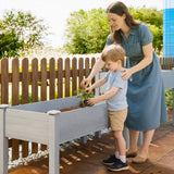 Outsunny 3.5' x 1.5' Wooden Elevated Planter Bed, 2-Tier, Gray