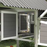 PawHut Wooden Chicken Coop with Run, 2 Nesting Boxes, 2 Roosting Bars, Ramp & Tray, 6-8 Chickens, Gray