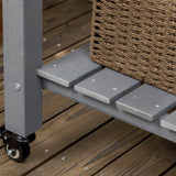 Outsunny 47" x 21" Elevated Wooden Planter Bed with Lockable Wheels, Storage Shelf, Filter Fabric & Drainage Holes, Gray