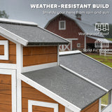 PawHut 79" Chicken Coop for 6 Chickens with Run, Wooden Chicken House with Nesting Boxes and Pull-Out Tray