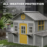 PawHut Wooden Chicken Coop for 2-4 Hens, with Nesting Boxes, Waterproof Roof, Windows