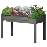 Outsunny 48" x 22" x 30" Wooden Elevated Planter Bed with Filter Fabric and Drainage Holes, Dark Gray