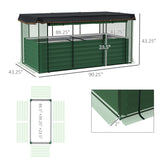 Outsunny 7.5' x 3.5' x 2' Galvanized Metal Raised Garden Bed with Crop Cage and Shade Cloth, Green