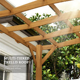 Outsunny 10' x 12' Wood Frame Pergola, Dark Brown