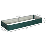 Outsunny 8' x 3' x 1' Galvanized Metal Raised Garden Bed, Green
