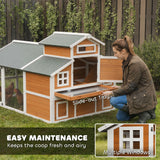 PawHut 79" Chicken Coop for 6 Chickens with Run, Wooden Chicken House with Nesting Boxes and Pull-Out Tray