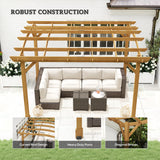 Outsunny 10' x 12' Wood Frame Pergola, Dark Brown