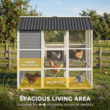 PawHut 77" Large Chicken Coop for 6-8 Chickens, with Wooden Hen House, Run, Nesting Boxes, Waterproof Roof