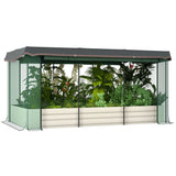 Outsunny 7.5' x 3.5' x 1' Galvanized Metal Raised Garden Bed with Crop Cage and Shade Cloth, Cream
