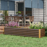 Outsunny 8' x 2' x 2' Galvanized Metal Raised Garden Bed, Brown