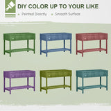 Outsunny 43" x 18" x 30" Wooden Elevated Planter Bed with 8 Slots and Open Shelf, Gray