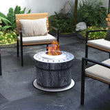 Outsunny Wood-Burning Smokeless Fire Pit, Magnesium Oxide Shell, Portable with Mat, Black