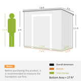 Outsunny 8' x 4' Plastic Outdoor Storage Shed with Floor, Window, Lockable Doors and Vents, Light Brown