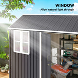Outsunny 8' x 6' Metal Garden Storage Shed, with Double Swing Doors, Air Vents, Window, Dark Gray
