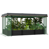 Outsunny 7.5' x 3.5' x 1' Galvanized Metal Raised Garden Bed with Crop Cage and Shade Cloth, Dark Gray