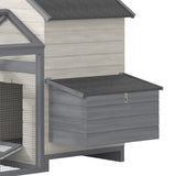 PawHut 100" Wooden Chicken Coop with Double Run, Nesting Box, Gray
