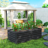 Outsunny 6' x 3' x 2' Galvanized Metal Raised Garden Bed Reinforced Rods, Black