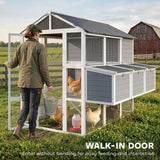 PawHut 77" Large Chicken Coop for 6-8 Chickens, with Wooden Hen House, Run, Nesting Boxes, Waterproof Roof