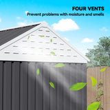 Outsunny 8' x 6' Metal Garden Storage Shed, with Double Swing Doors, Air Vents, Window, Dark Gray