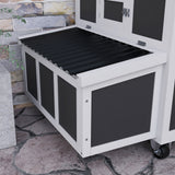 PawHut Portable Wooden Chicken Coop with Nesting Box for 6 Chickens, Dark Gray