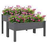 Outsunny 3.5' x 1.5' Wooden Elevated Planter Bed, 2-Tier, Gray