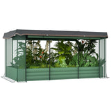 Outsunny 7.5' x 3.5' x 1' Galvanized Metal Raised Garden Bed with Crop Cage and Shade Cloth, Green