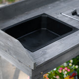Outsunny 36" Wooden Potting Table with 2 Wheels, Removable Sink, Drawer & Storage Shelf, Gray