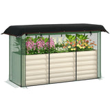 Outsunny 6' x 2' x 2' Galvanized Metal Raised Garden Bed with Crop Cage and Shade Cloth, Cream