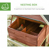PawHut Wooden Chicken Coop With Henhouse, Nesting Box, Double Runs, Asphalt Roof, Ramp