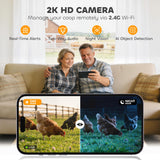 PawHut 2K HD AI Camera Automatic Chicken Coop Door with APP Remote Control, WiFi Solar Powered with 5200 mAh Large Battery
