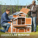 PawHut 79" Chicken Coop for 6 Chickens with Run, Wooden Chicken House with Nesting Boxes and Pull-Out Tray