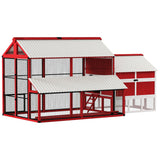 PawHut 187.3" Large Chicken Coop, Walk-in Wooden Hen House, Outdoor Poultry Cage with Run, Weatherproof Roof, Nesting Box, 10 - 15 Chickens