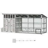 PawHut Large Chicken Coop With Walk-in Outdoor Chicken House with Run, Nesting Box, Waterproof Roof, Perches, 10 - 15 Chickens
