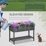 Outsunny 43" x 18" x 30" Wooden Elevated Planter Bed with 8 Slots and Open Shelf, Gray