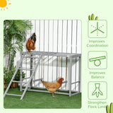 PawHut Chicken Activity Play Structure With Swing Set, Multiple Perches & Hen Ladder, Gray