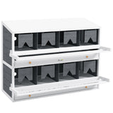 PawHut Chicken Nesting Box, 8 Compartment Wood Laying Boxes for Chicken Coop with Egg Collection Trays Perches