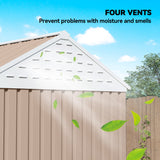 Outsunny 8' x 6' Metal Garden Storage Shed, with Double Swing Doors, Air Vents, Window, Light Brown