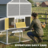 PawHut 77" Large Chicken Coop for 6-8 Chickens, with Wooden Hen House, Run, Nesting Boxes, Waterproof Roof