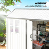 Outsunny 8' x 6' Metal Storage Shed, with Double Swing Doors, Air Vents, Window, White