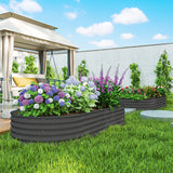 Outsunny 7' x 3' x 1' Raised Garden Bed Set, with Metal Plant Stakes, Dark Gray