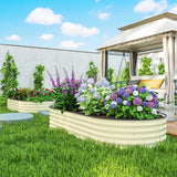 Outsunny 7' x 3' x 1' Raised Garden Bed Set, with Metal Plant Stakes, Cream