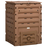 Outsunny Garden Compost Bin, 120 Gallon (450L) Garden Composter, BPA Free, with 80 Vents and 2 Sliding Doors, Brown