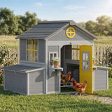 PawHut Wooden Chicken Coop for 2-4 Hens, with Nesting Boxes, Waterproof Roof, Windows